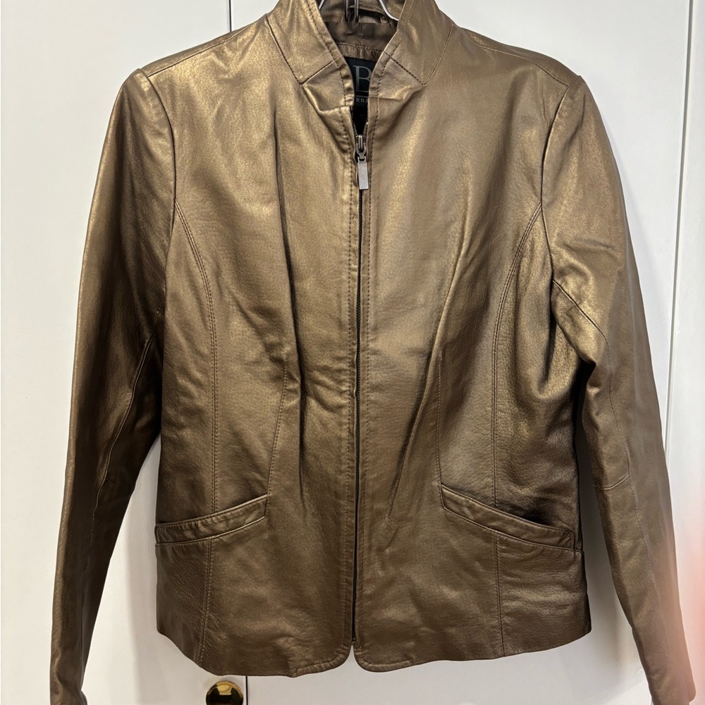Bernardo Shimmering Bronze Leather Jacket
